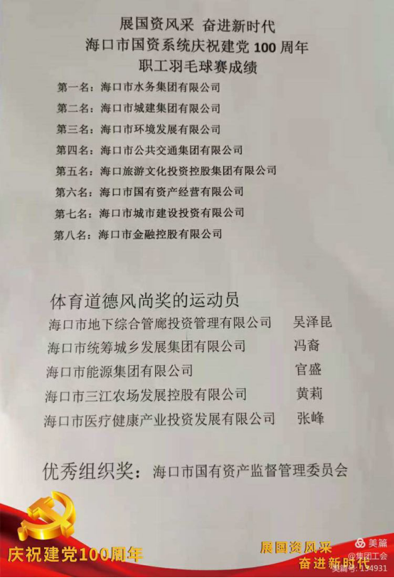 环发公司参加市国资系统庆祝建党100周年羽毛球比赛(图3)